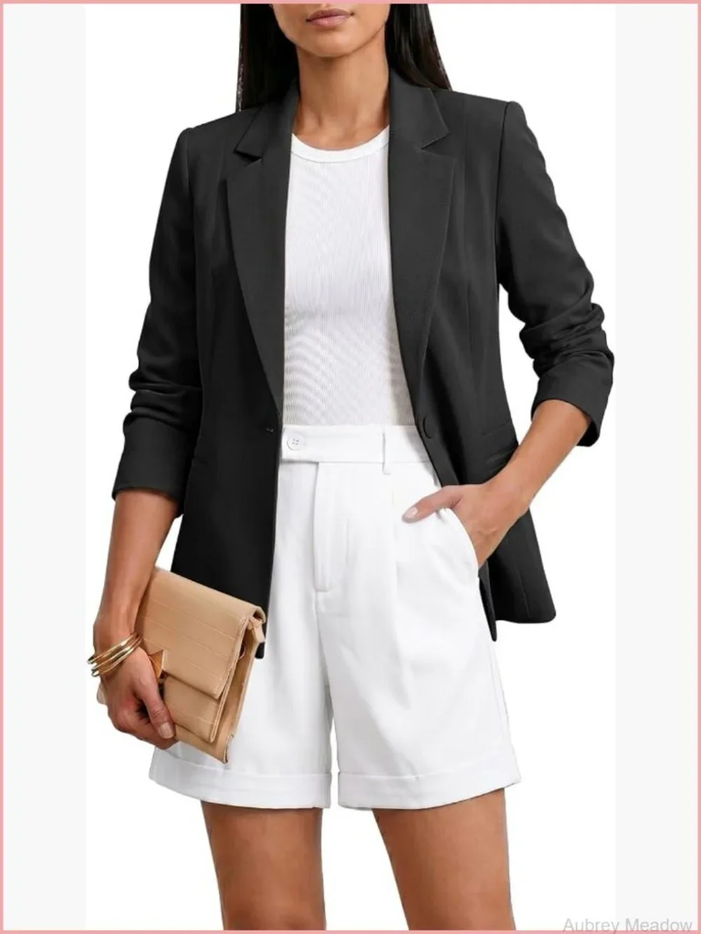 Professional Blazer with Pockets Structured Suit Jacket